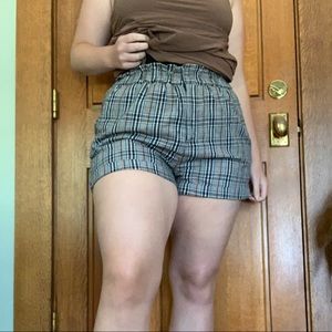 Plaid High-waisted Shorts